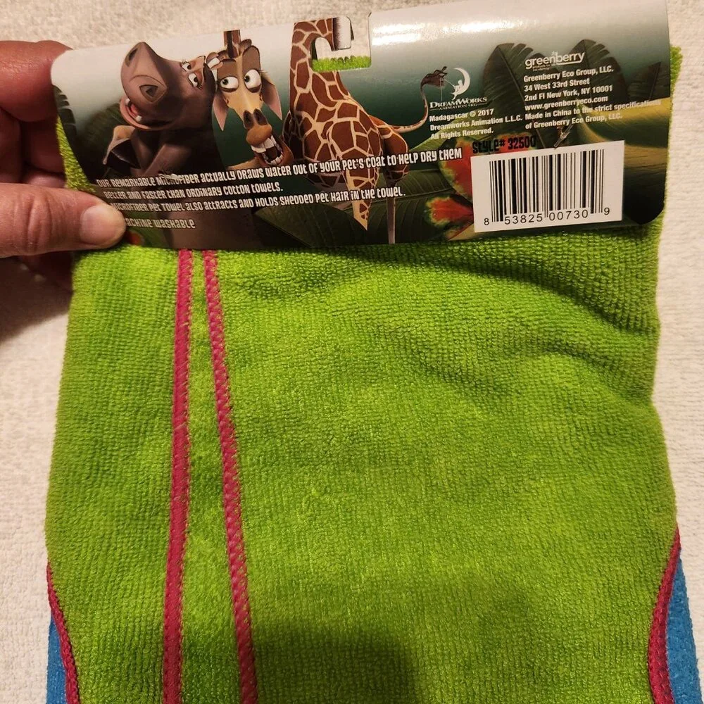 Set of 3 Madagascar Microfiber Pet Towels - NWT